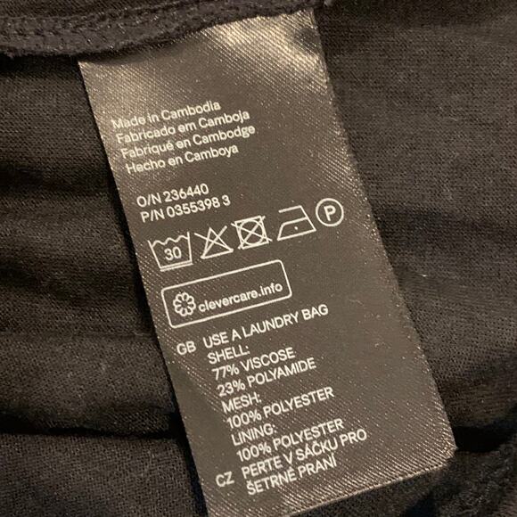 H&M Black Lace Mesh Dress 3/4 Sleeve Sheath 10 M Medium Little Black Dress LBD - Picture 11 of 11